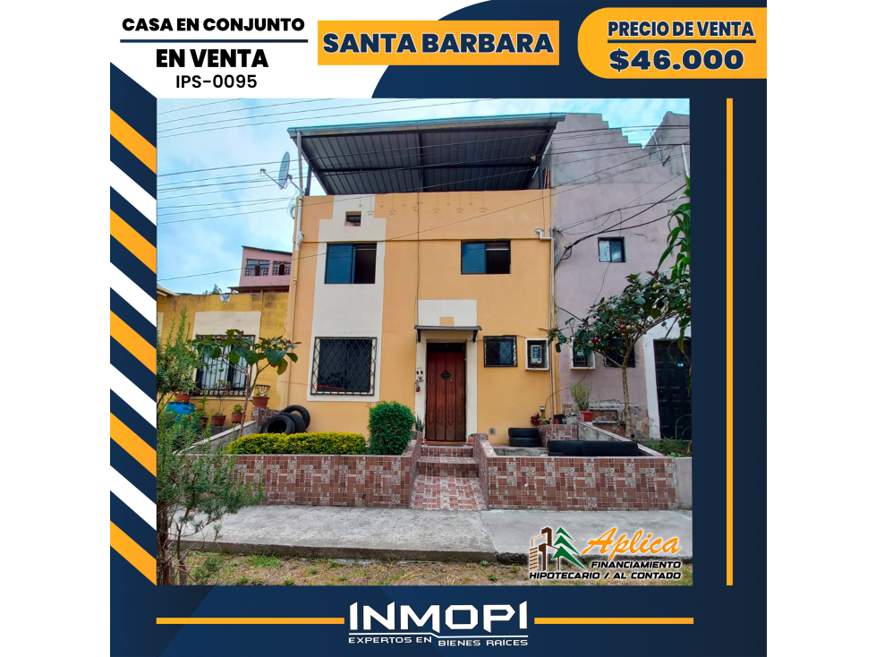 INMOPI VENDE CASA EN CONJUNTO, SANTA BARBARA IPS ? 0095