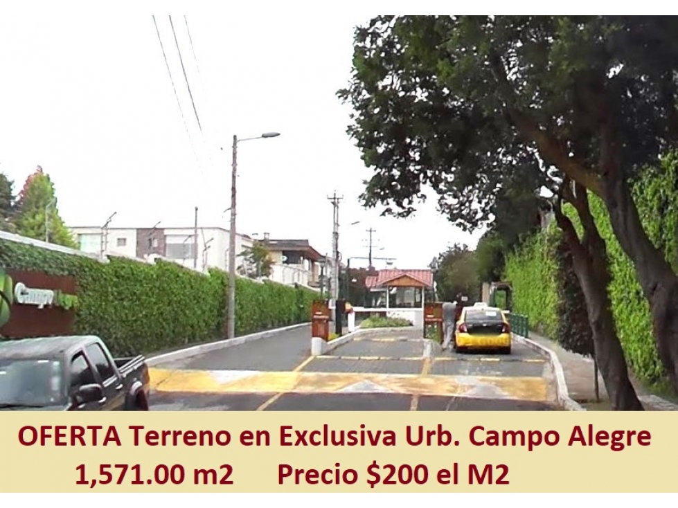 Terreno 1571m2 Exclusiva Urb. Campo Alegre a $165 el m2. Cod 6999320